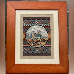 Southwest blend counted cross stitch - Framed and matted.